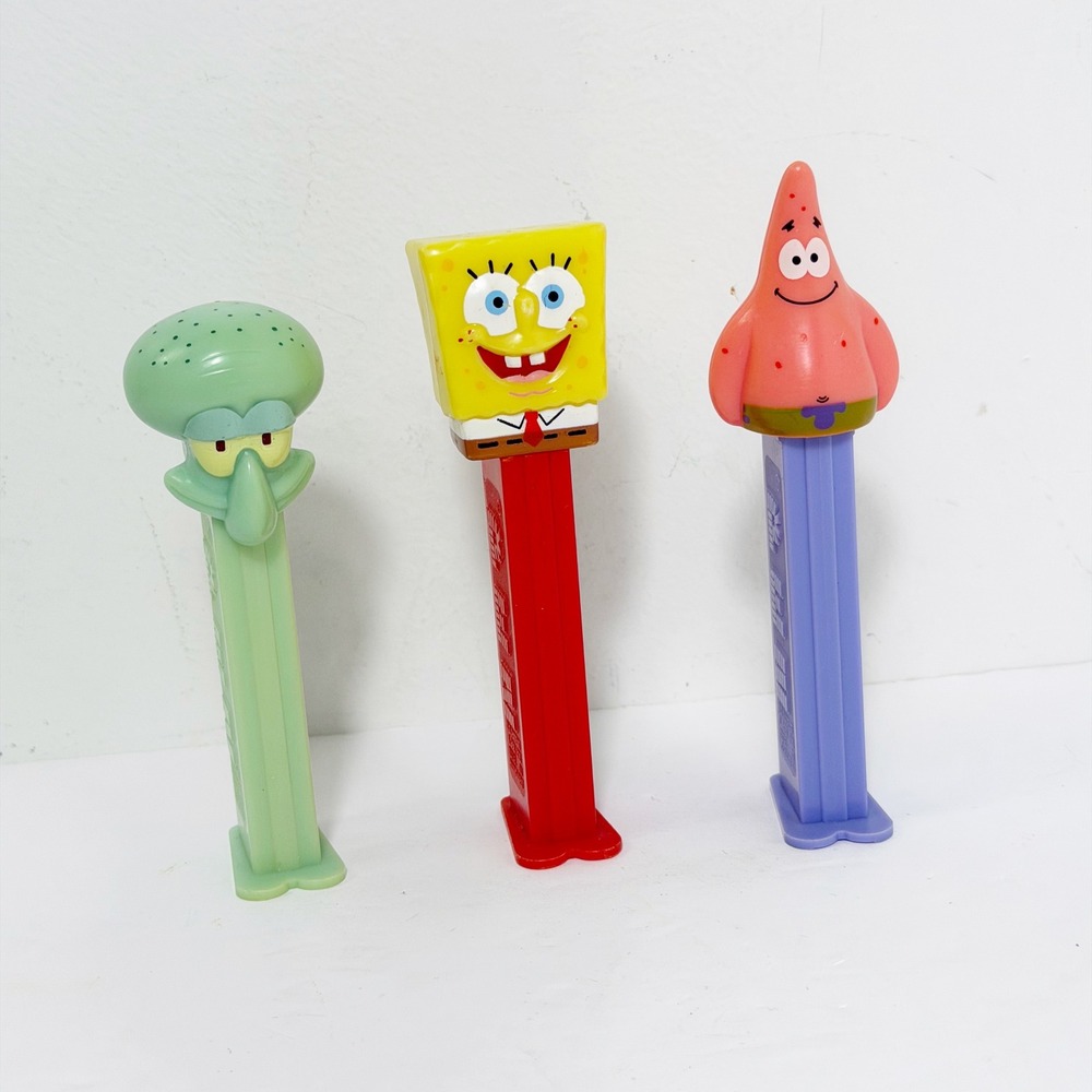 Vintage Pez Candy Dispensers SpongeBob Patrick Squidward Set of 3